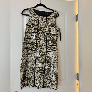Ann Taylor Black and Cream Animal Print Mini Dress